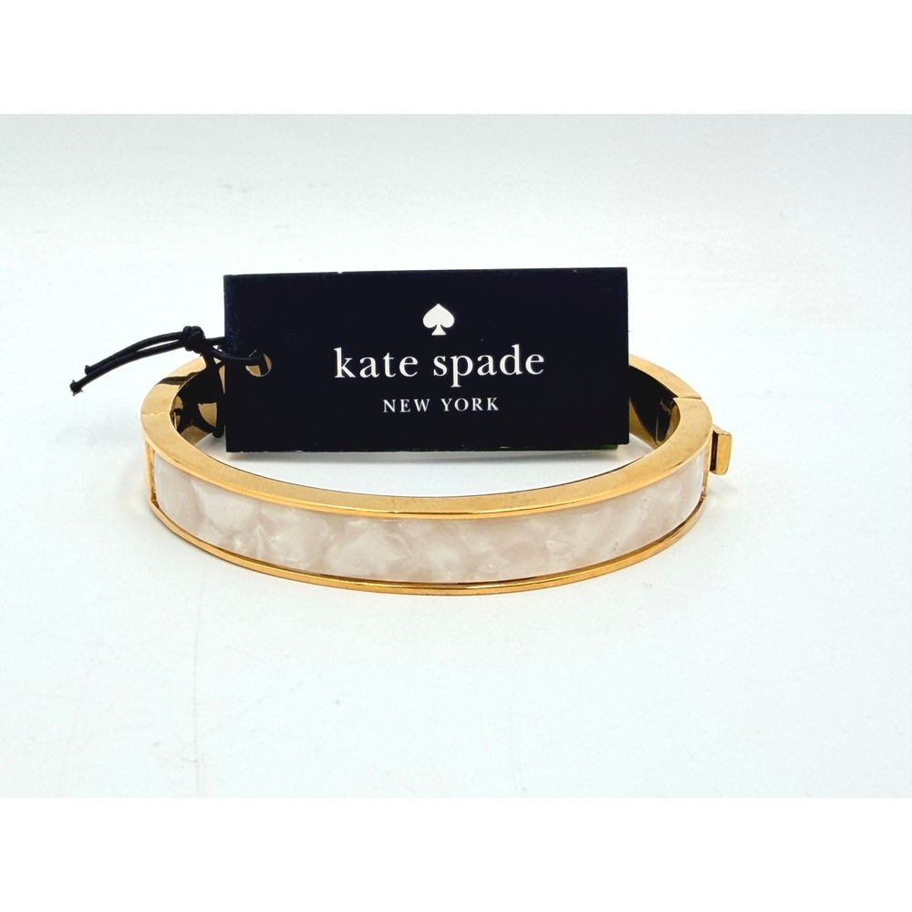 Kate Spade Hole Punch Spade Bangle Bracelet Cream Multi Gold OORU2548 NWT